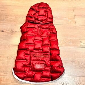 NWT SKYR Maroon Puffer Dog Winter Vest Thermal Warm Removable Hood Size Large L